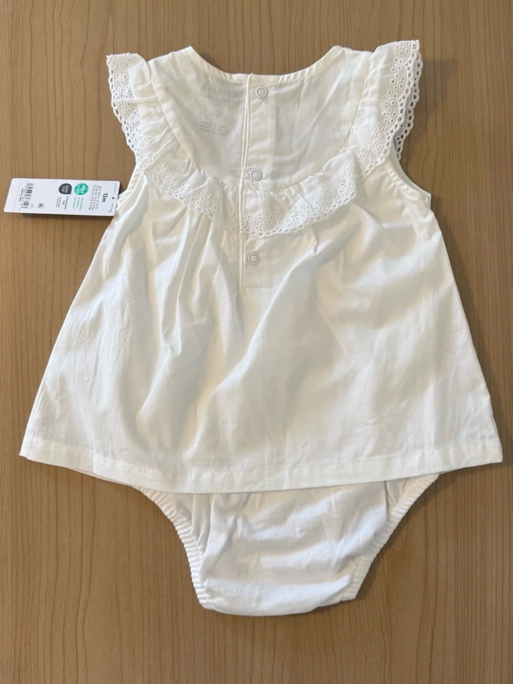 Carter's White Eyelet Ruffle Onesie Dress